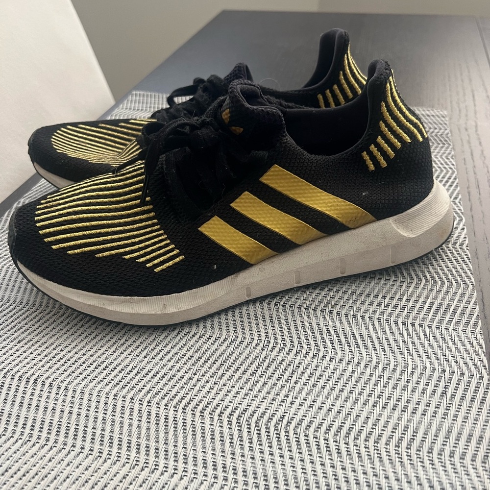 Adidas Black and Yellow Sneakers with Dynamic Design